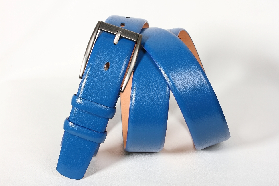 Кожаный синий мужской классический ремень DO35-04
