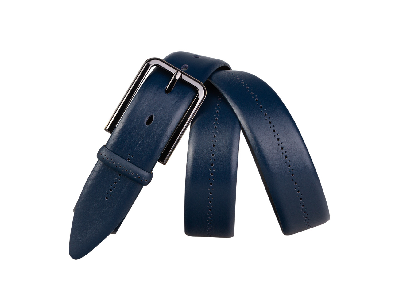 Кожаный синий мужской классический ремень PR35-239