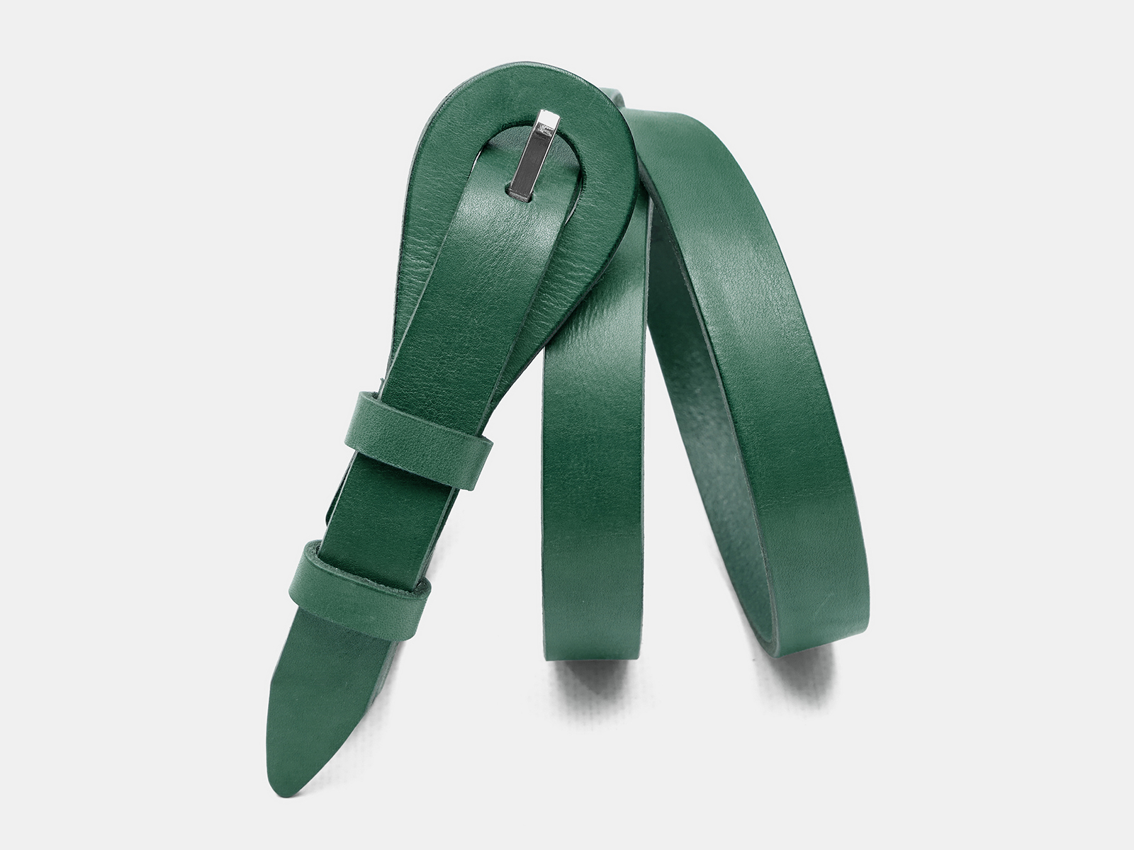 Кожаный зеленый женский джинсовый ремень B20-34