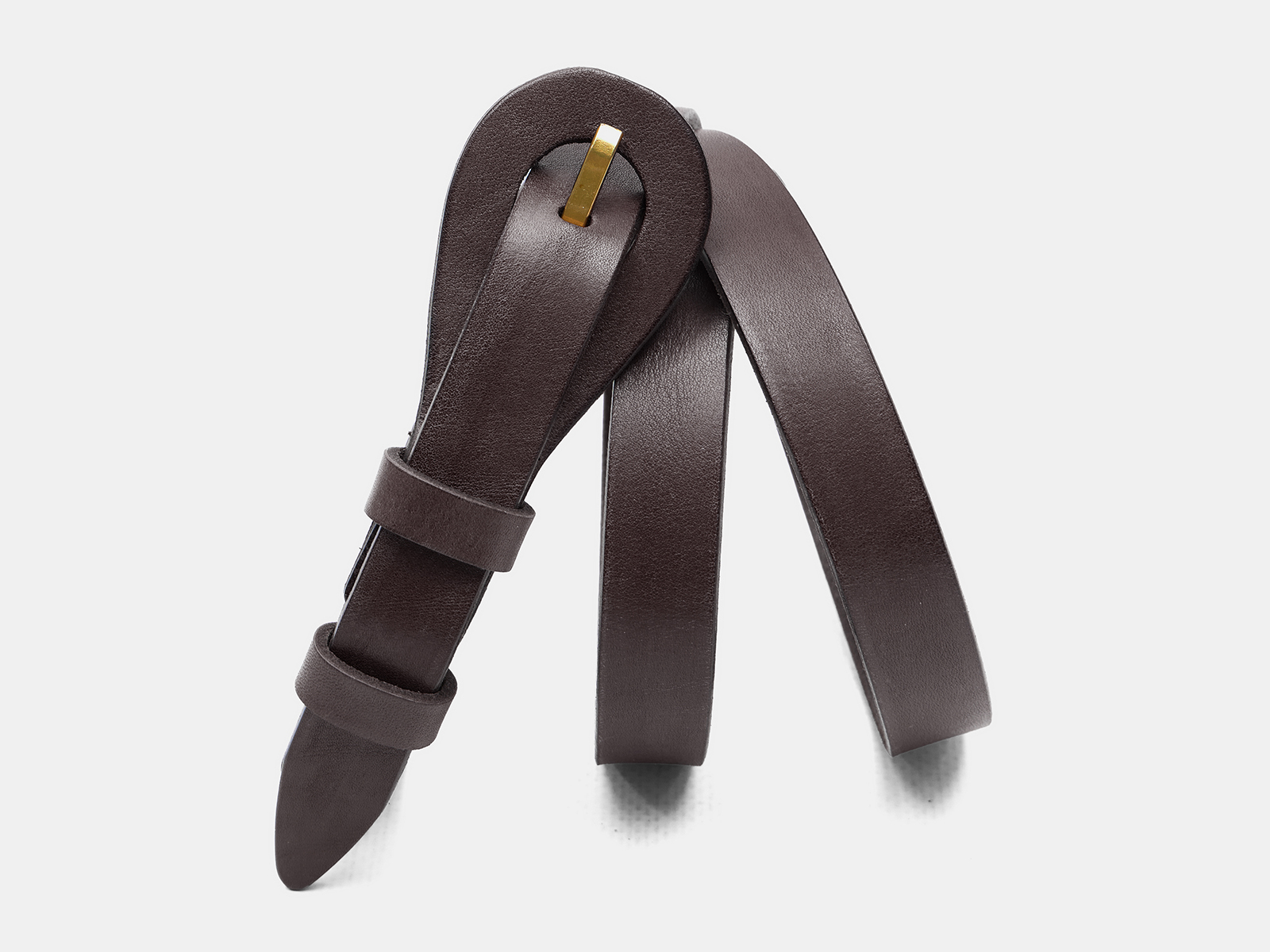 Кожаный коричневый женский джинсовый ремень B20-36