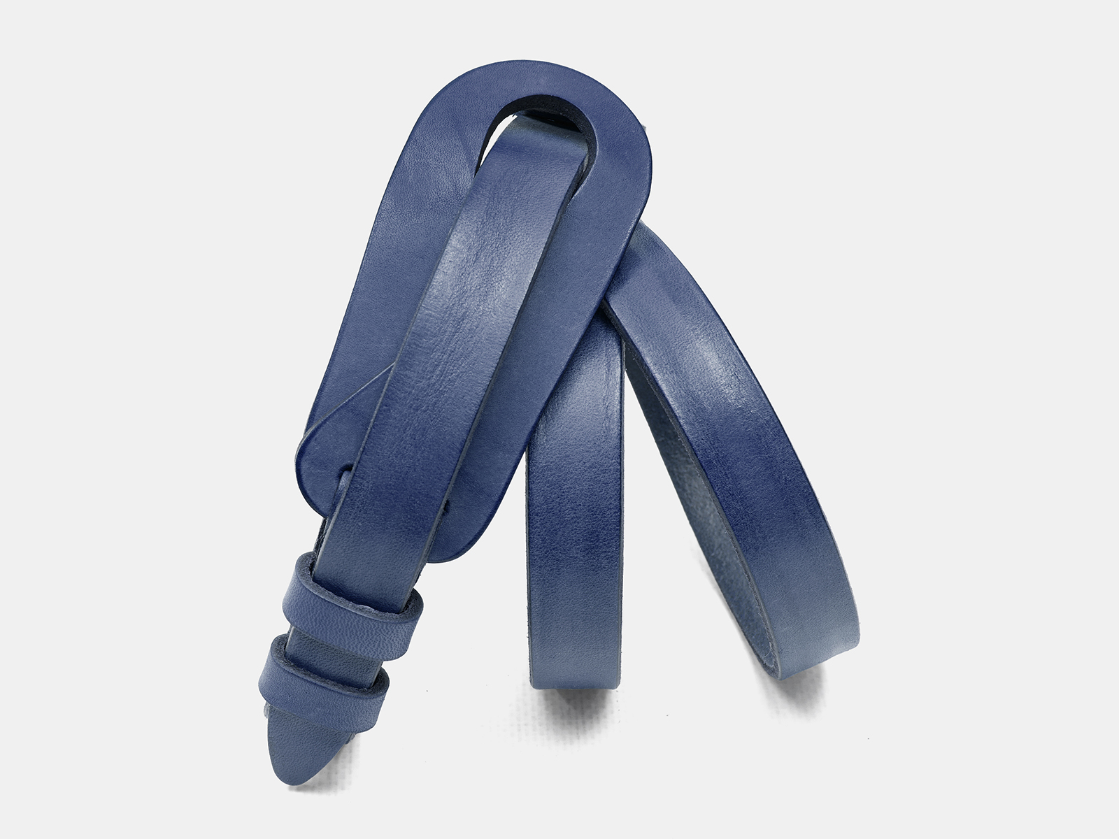 Кожаный синий женский джинсовый ремень B20-41