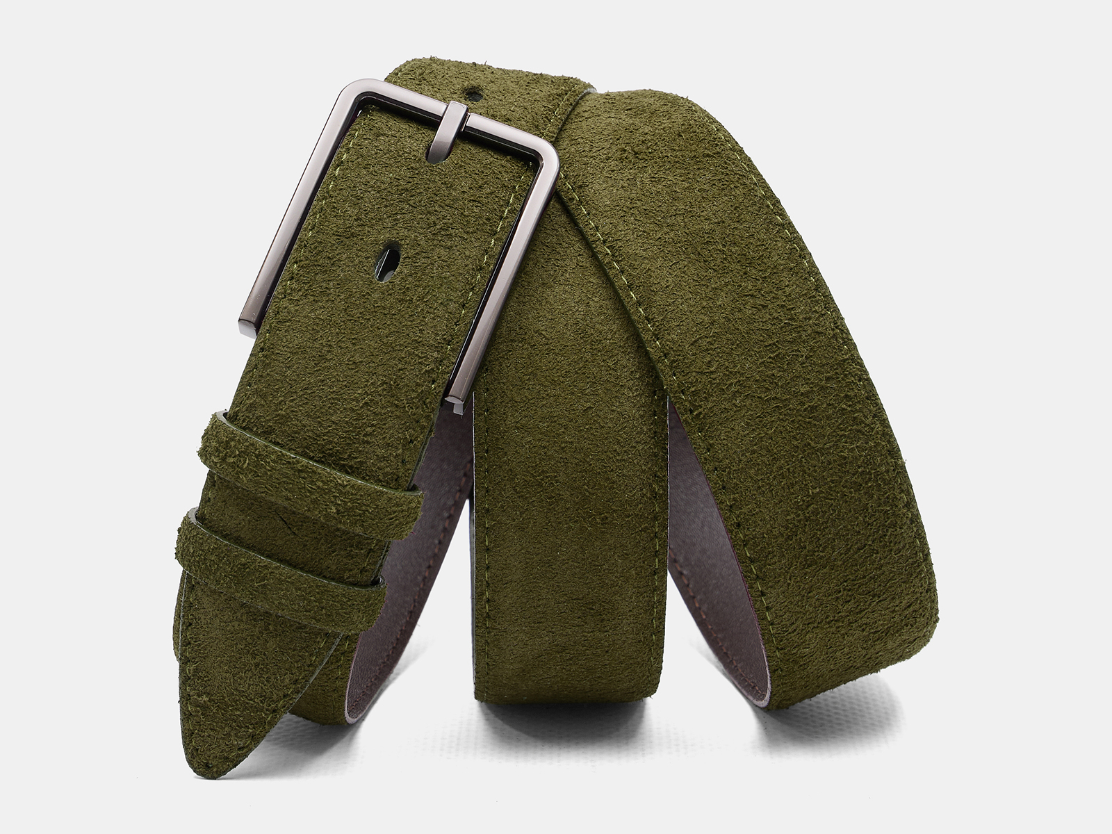 Кожаный зеленый мужской классический ремень ZM35-10