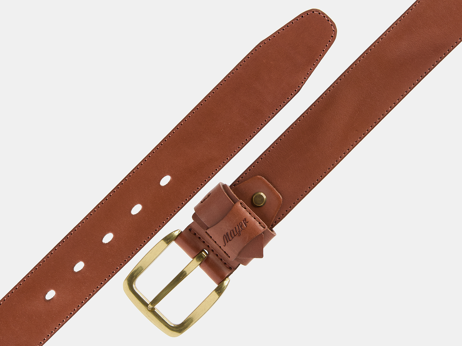 Кожаный коньячный мужской джинсовый ремень B40-2306