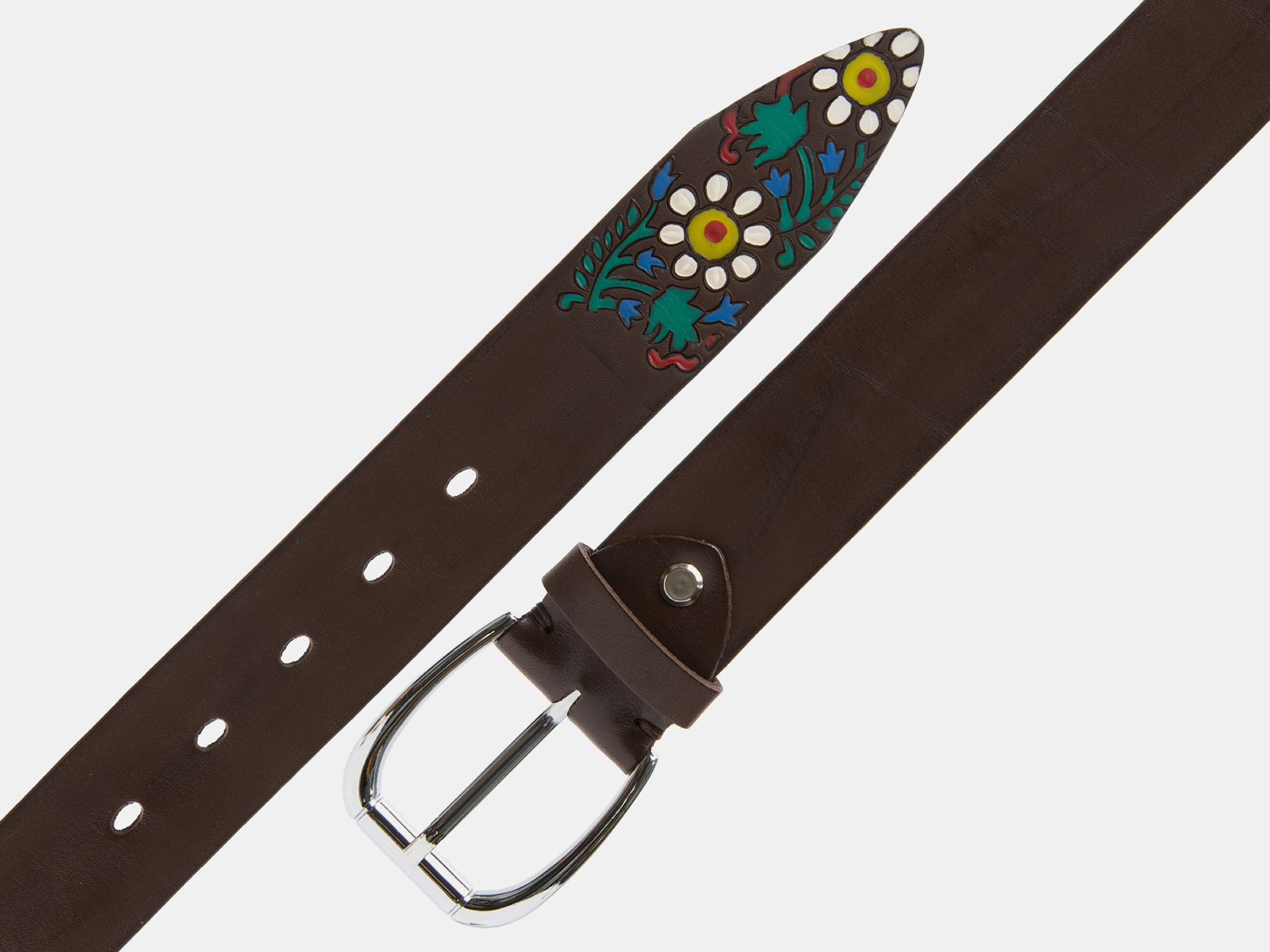 Кожаный коричневый женский джинсовый ремень 