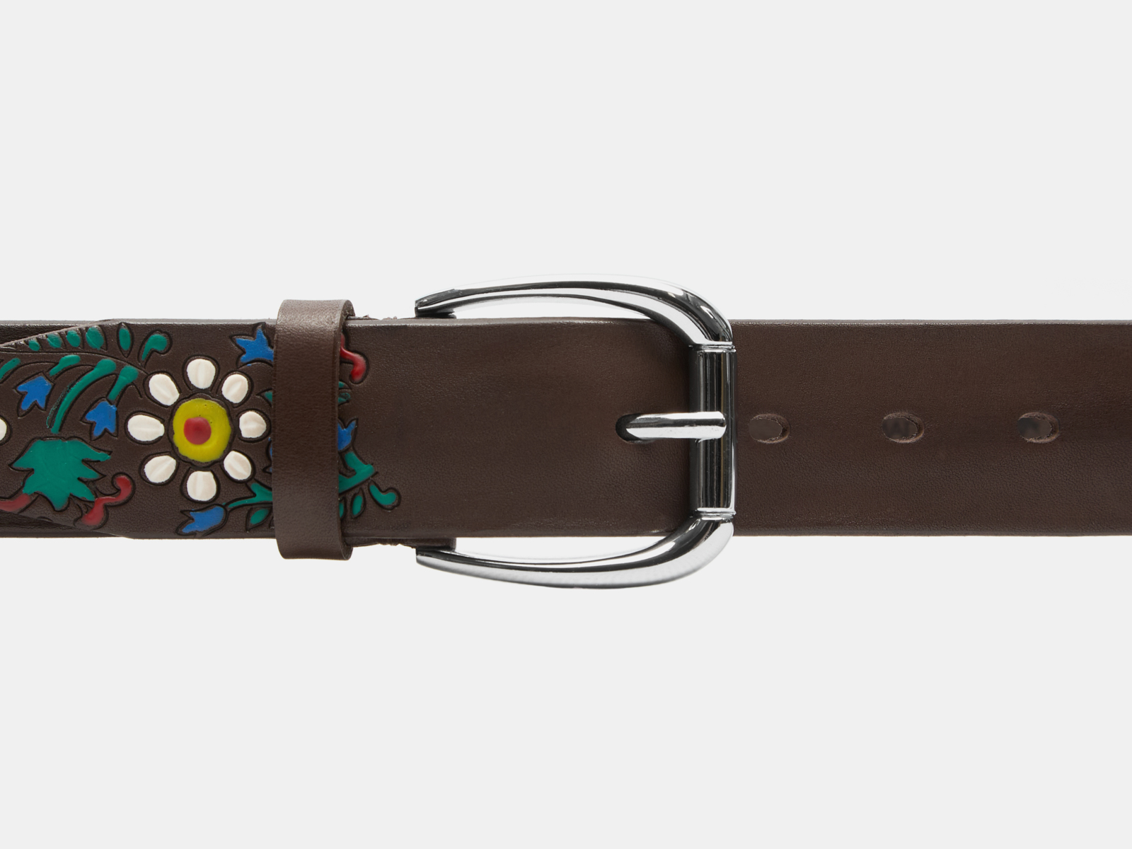 Кожаный коричневый женский джинсовый ремень 