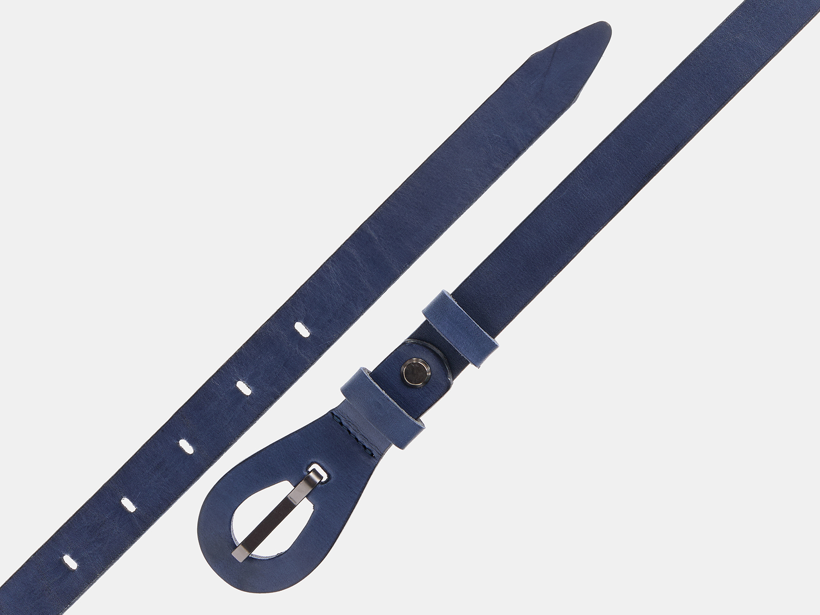 Кожаный синий женский джинсовый ремень B20-31