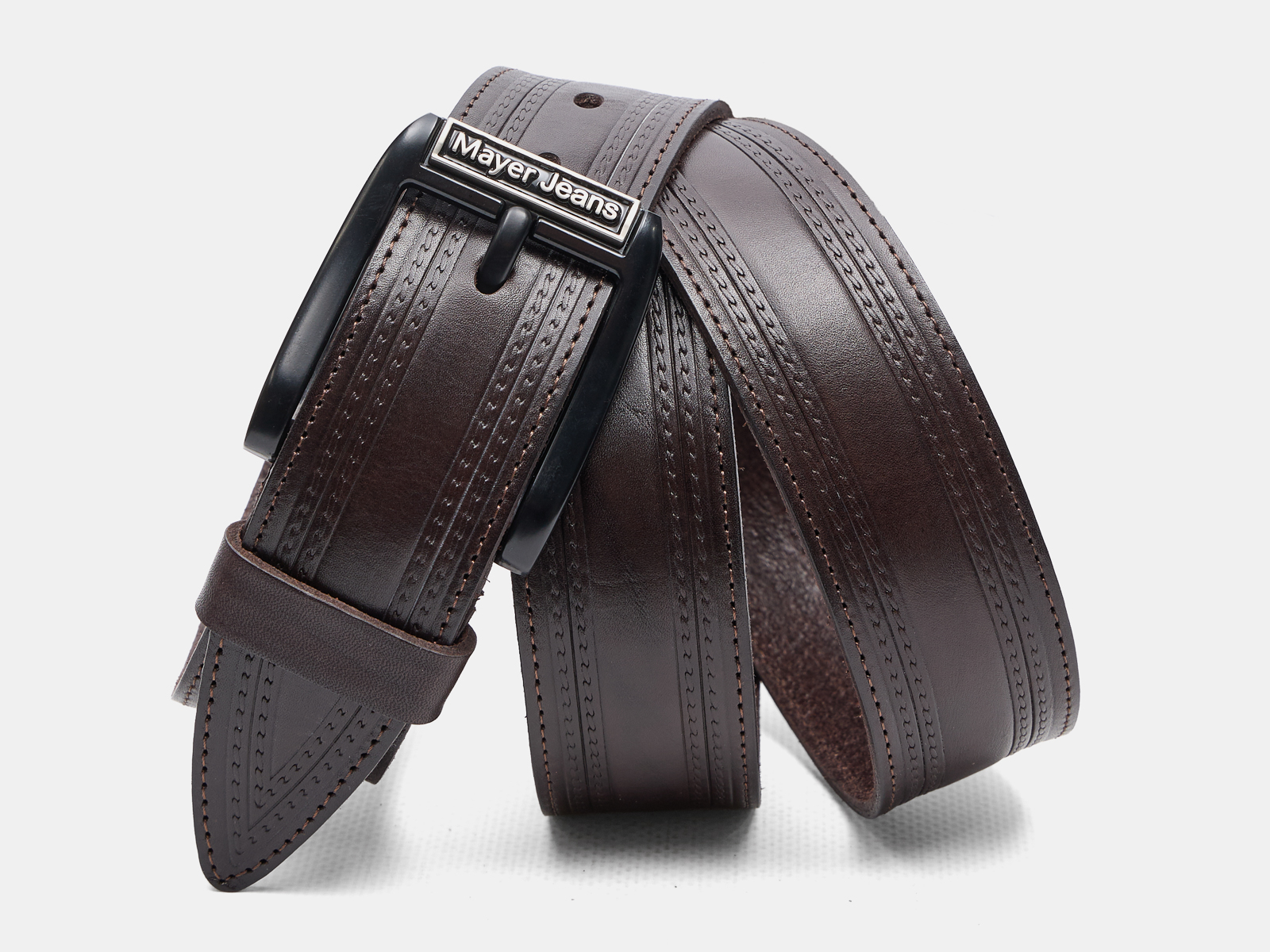 Кожаный коричневый мужской джинсовый ремень B40-2390