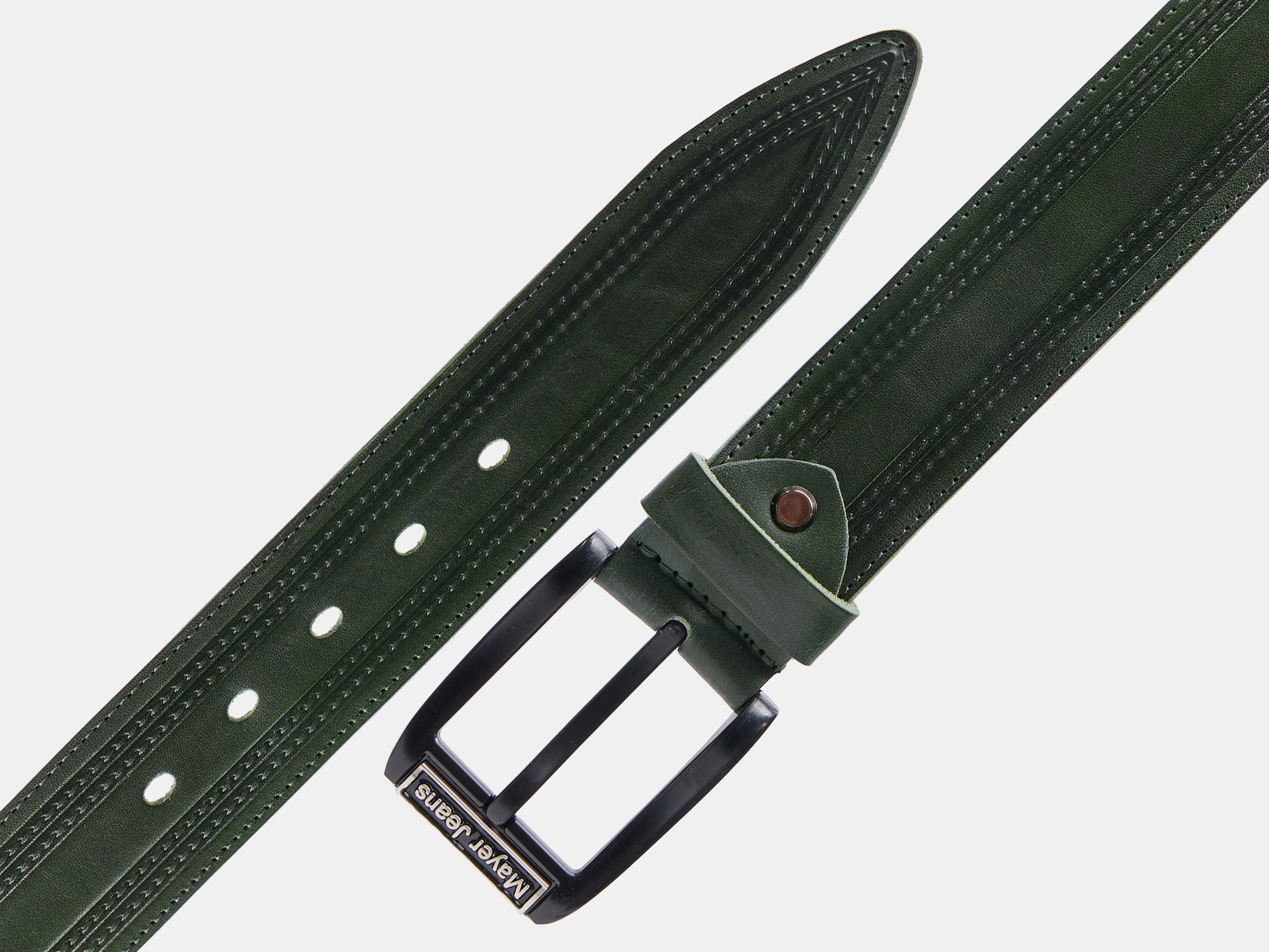 Кожаный зеленый мужской джинсовый ремень B40-2391