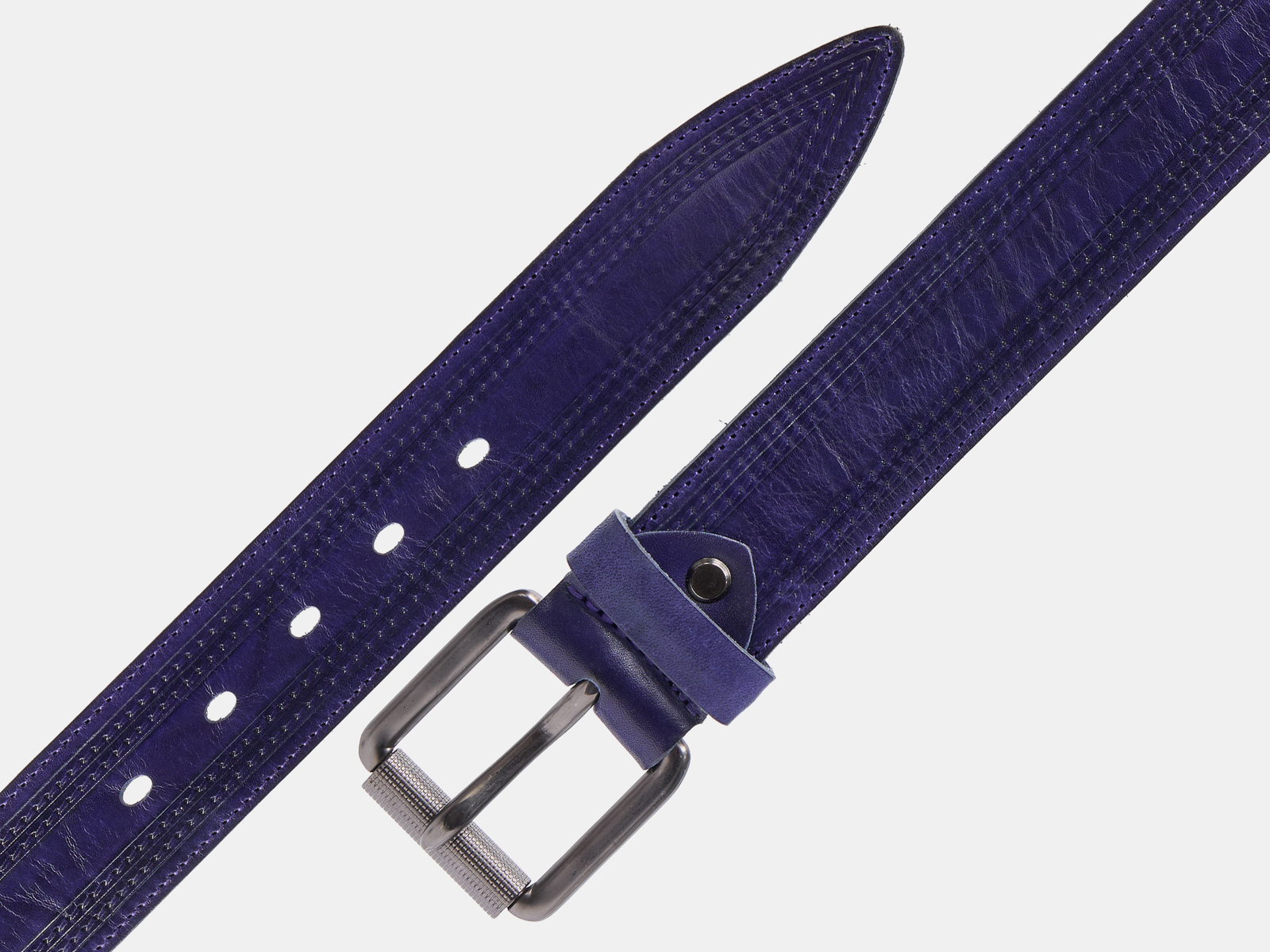 Кожаный синий мужской джинсовый ремень B40-2394