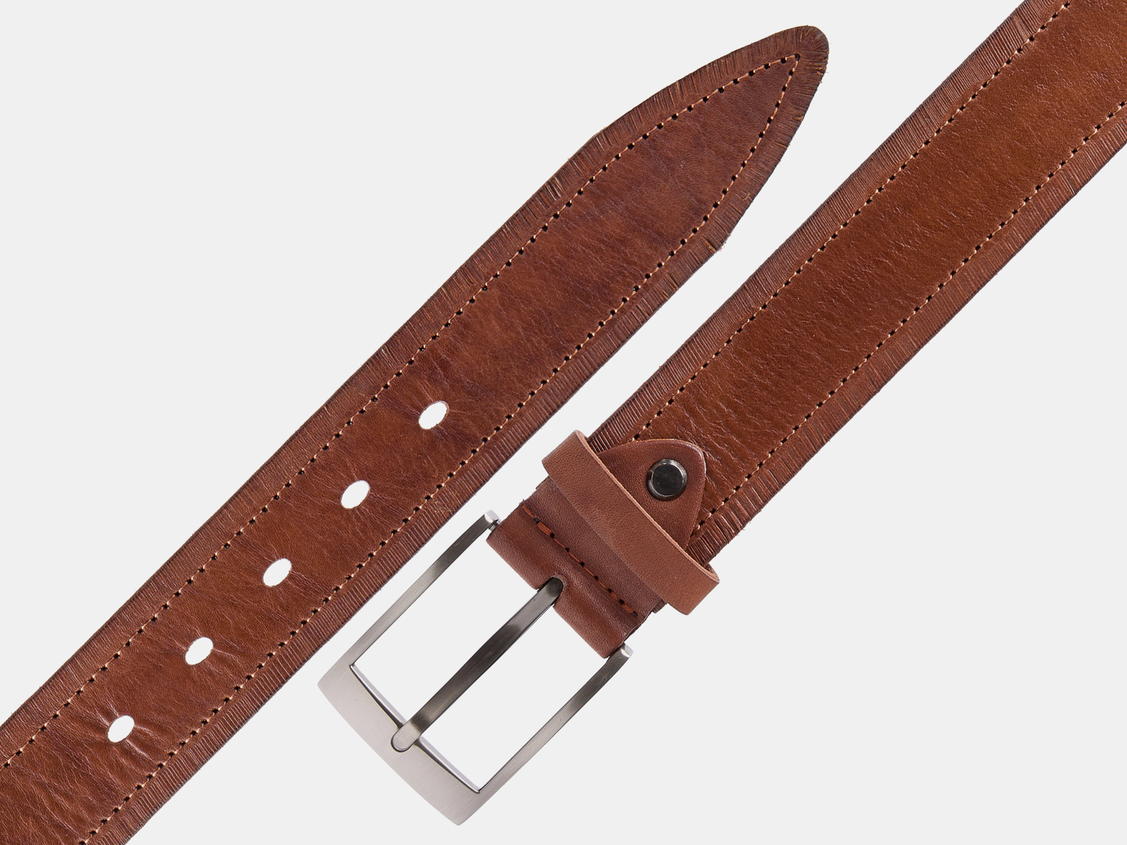 Кожаный коньяк мужской джинсовый ремень B40-2395