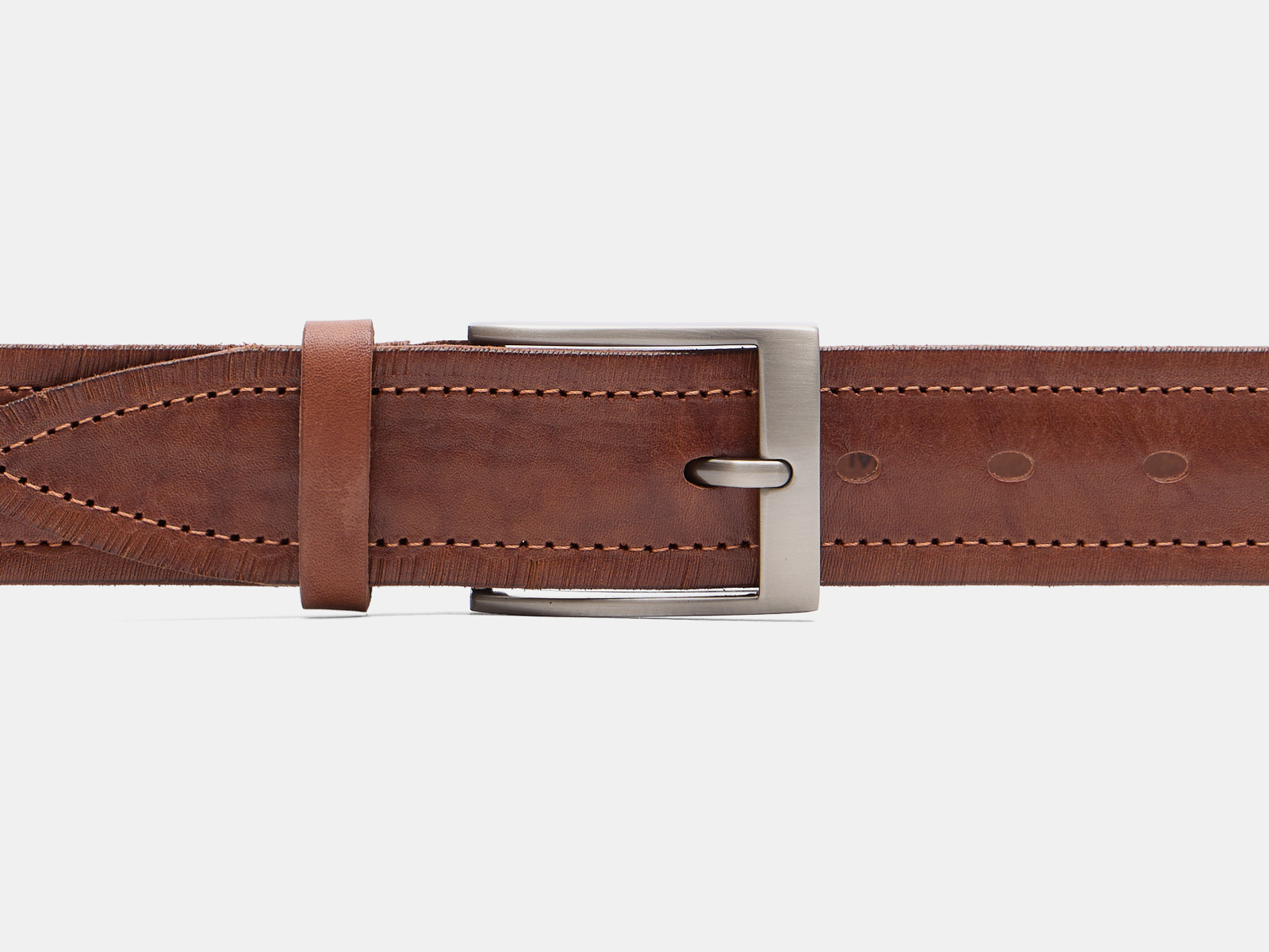 Кожаный коньяк мужской джинсовый ремень B40-2395