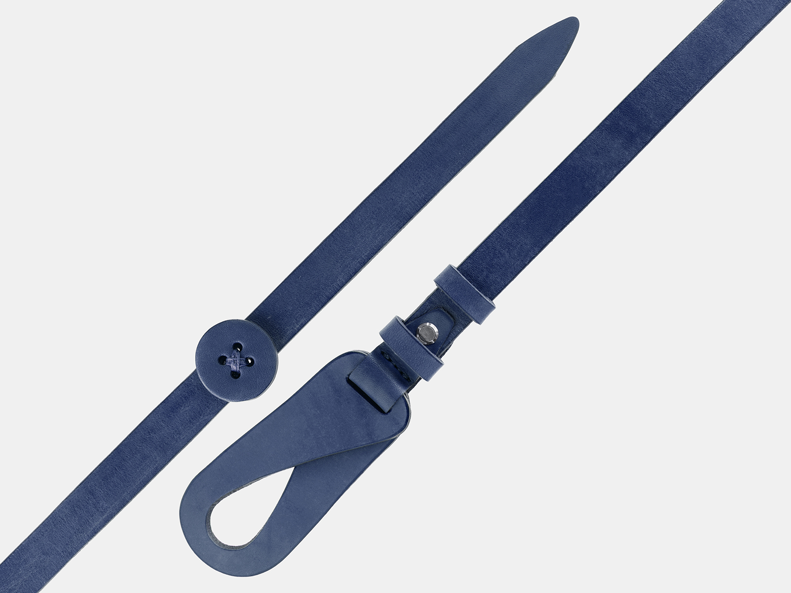 Кожаный синий женский джинсовый ремень B20-41