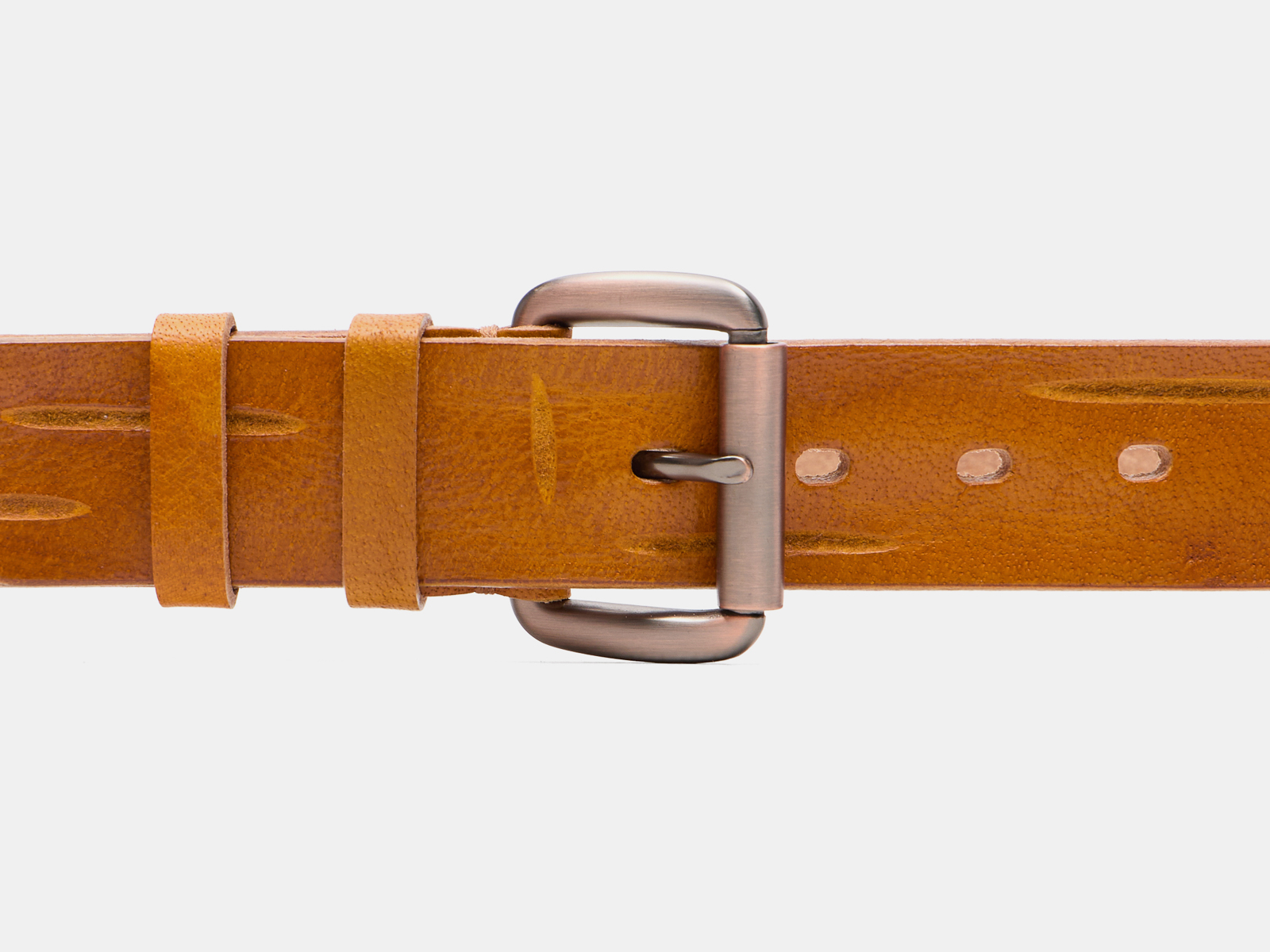 Кожаный рыжий мужской джинсовый ремень B40-2382