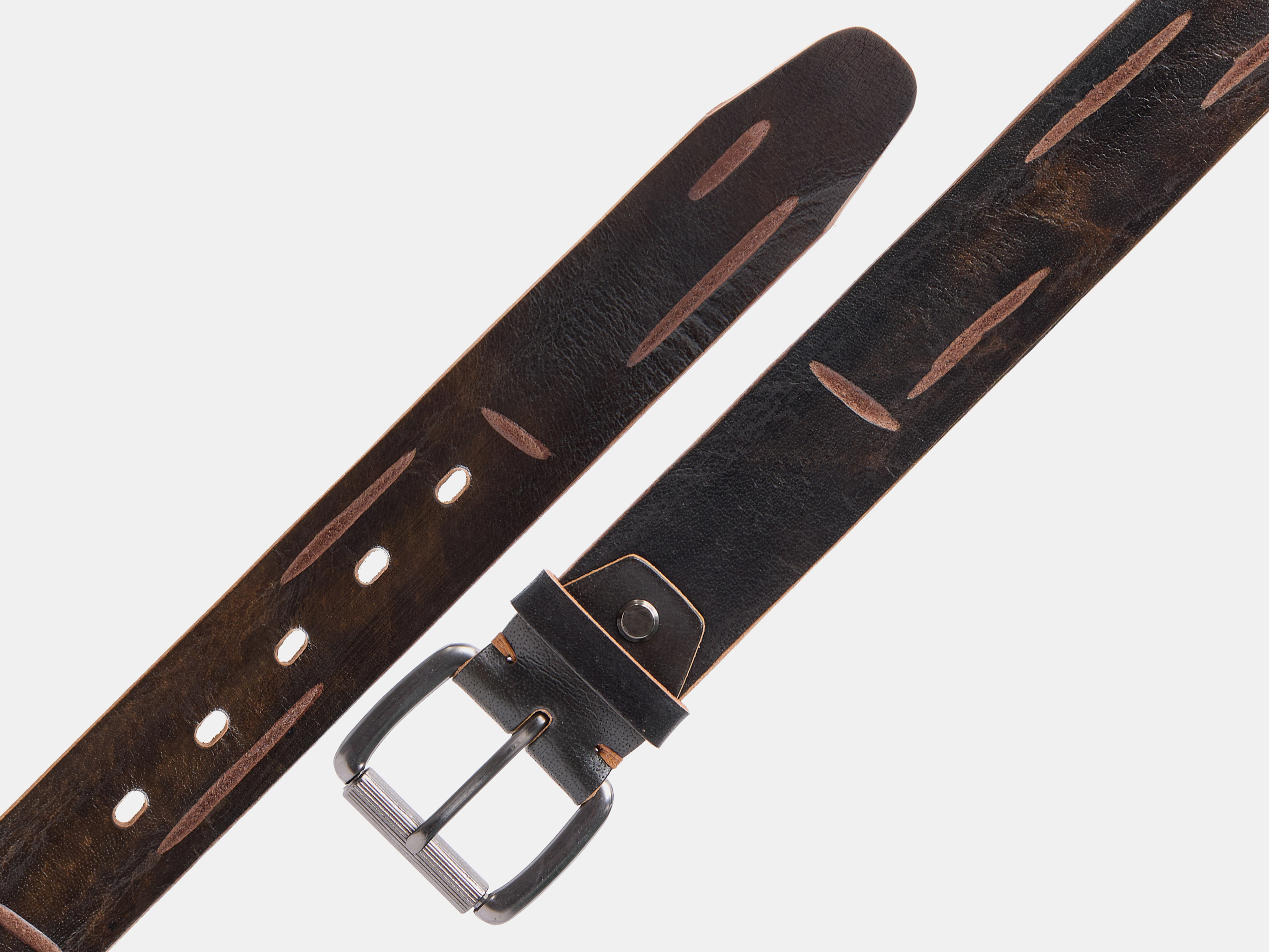 Кожаный коричневый мужской джинсовый ремень B40-2383