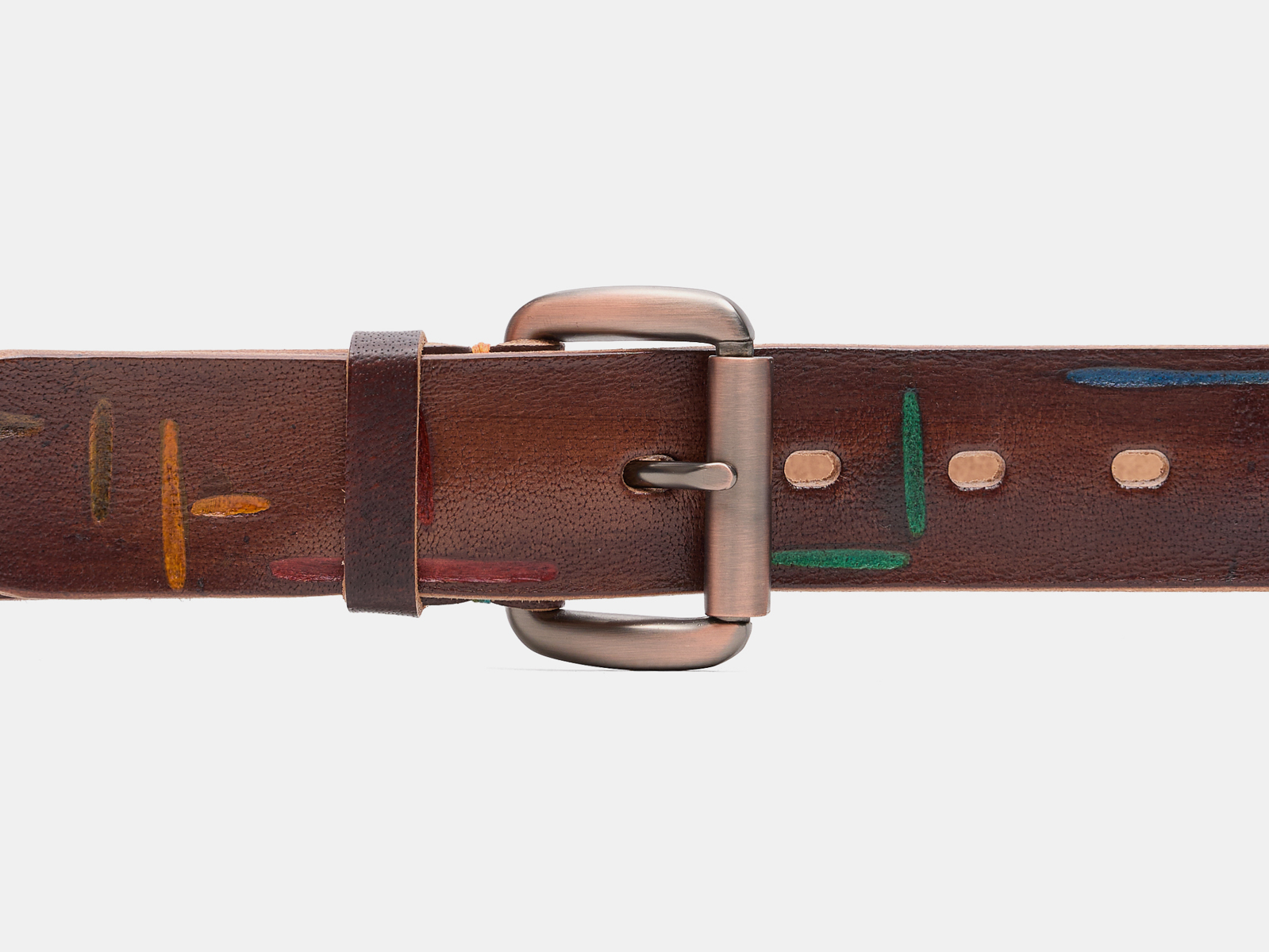 Кожаный коньяк мужской джинсовый ремень B40-2384