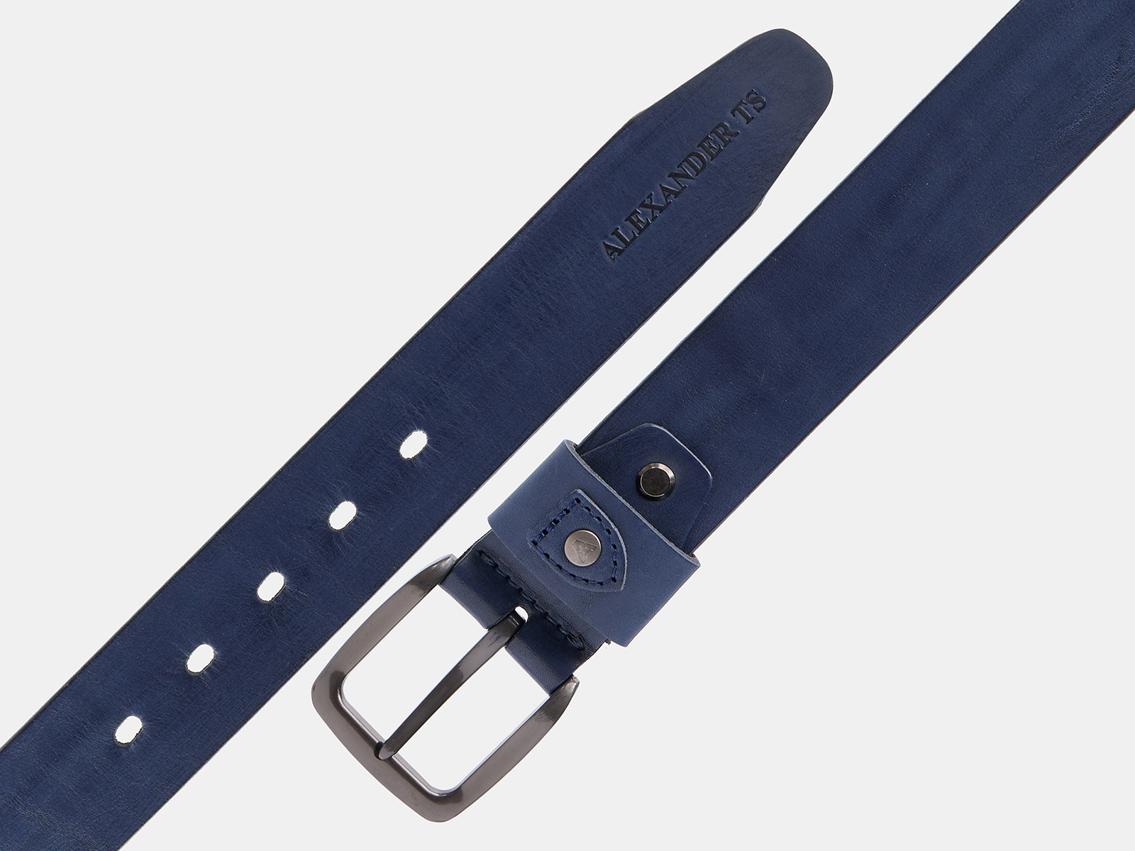 Кожаный синий мужской джинсовый ремень B40-2386