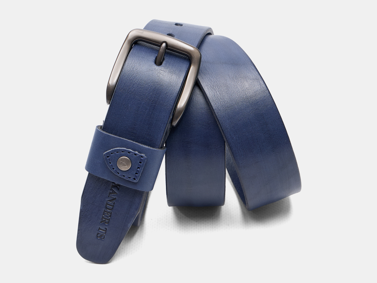 Кожаный синий мужской джинсовый ремень B40-2386