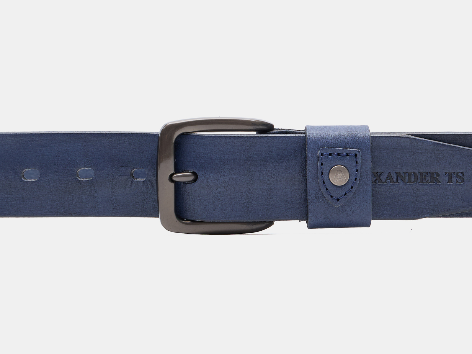 Кожаный синий мужской джинсовый ремень B40-2386