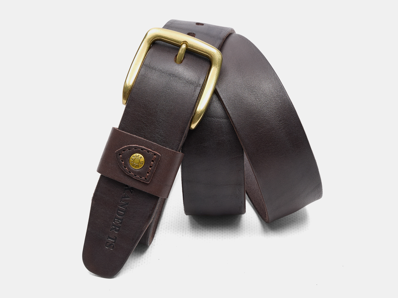 Кожаный коричневый мужской джинсовый ремень B40-2387