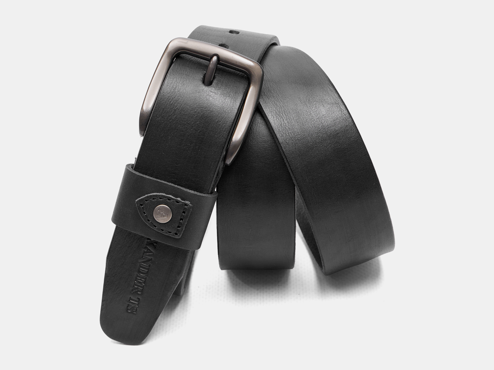 Кожаный черный мужской джинсовый ремень B40-2388