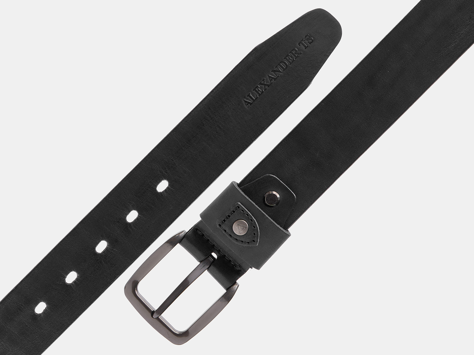 Кожаный черный мужской джинсовый ремень B40-2388