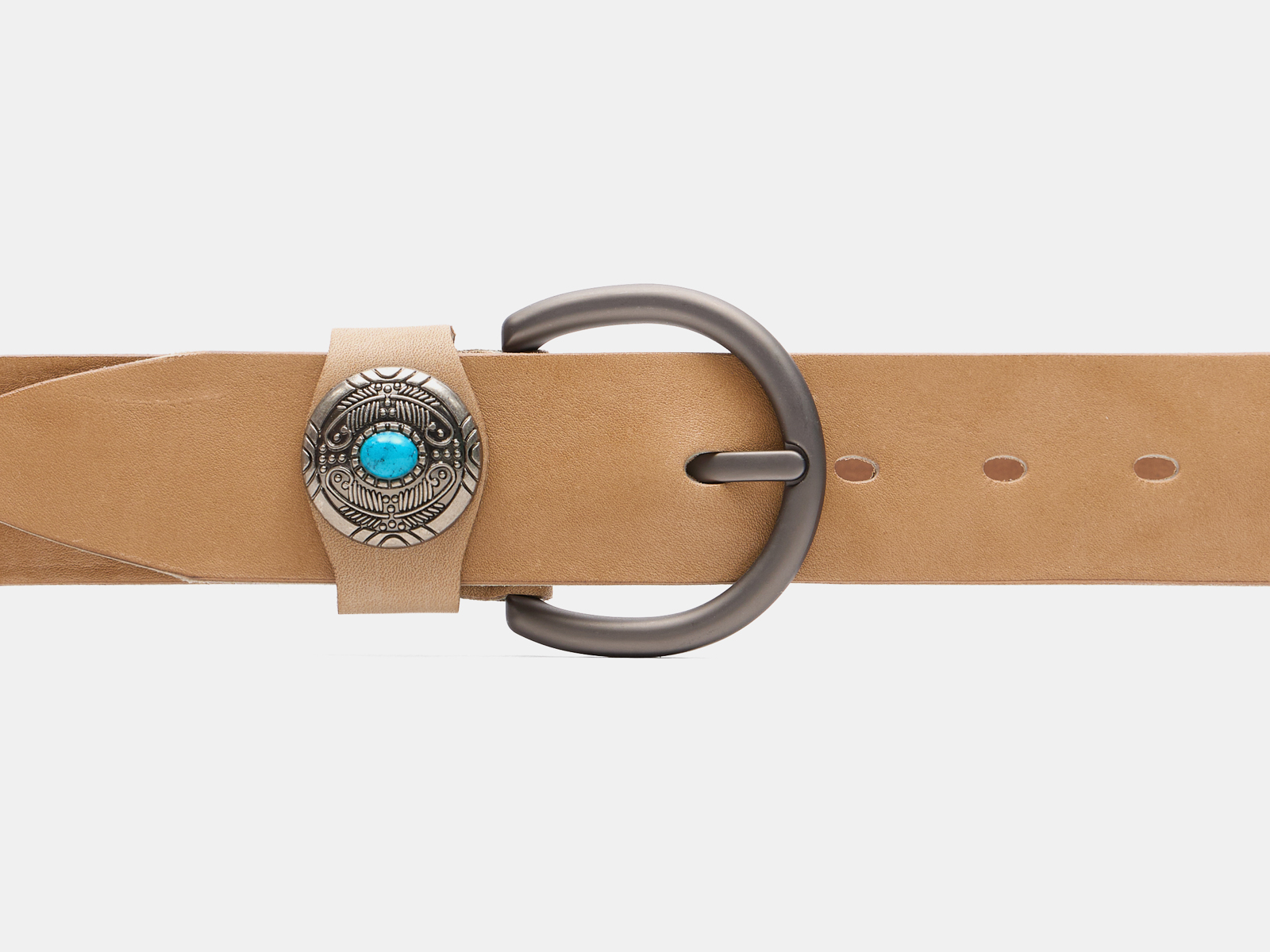 Кожаный бежевый женский джинсовый ремень B40-2374