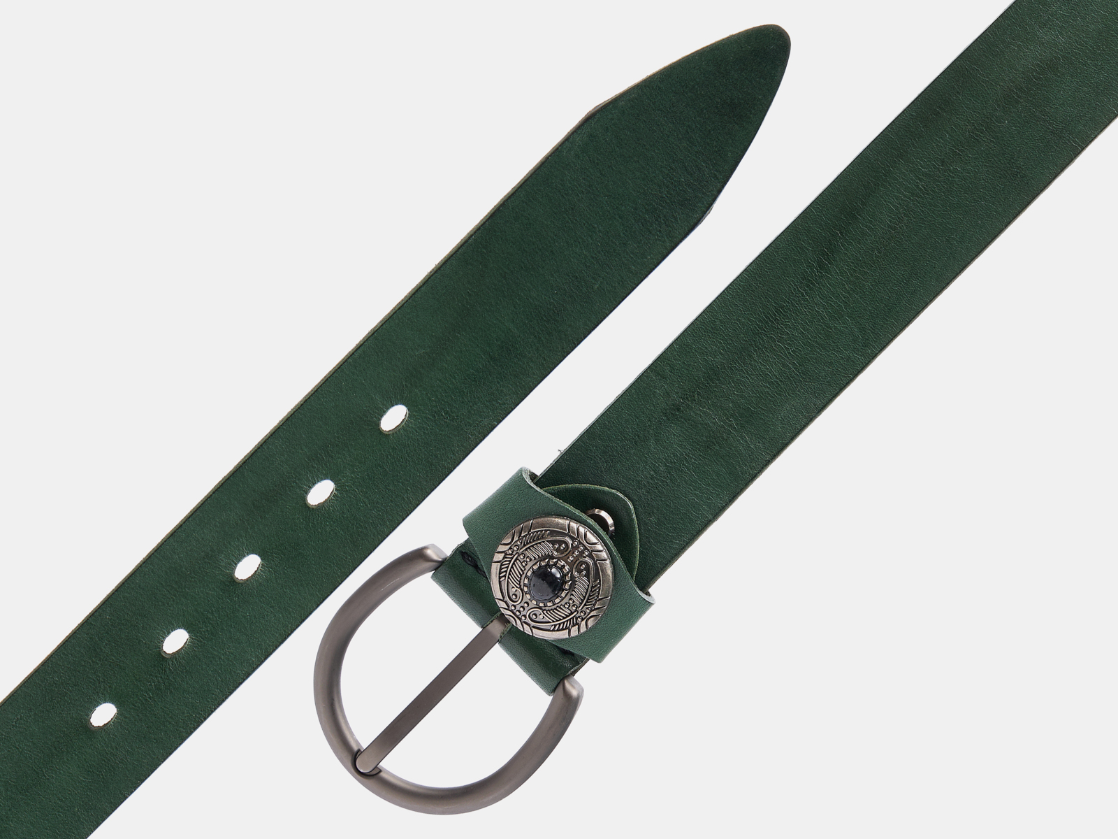 Кожаный зеленый женский джинсовый ремень B40-2375