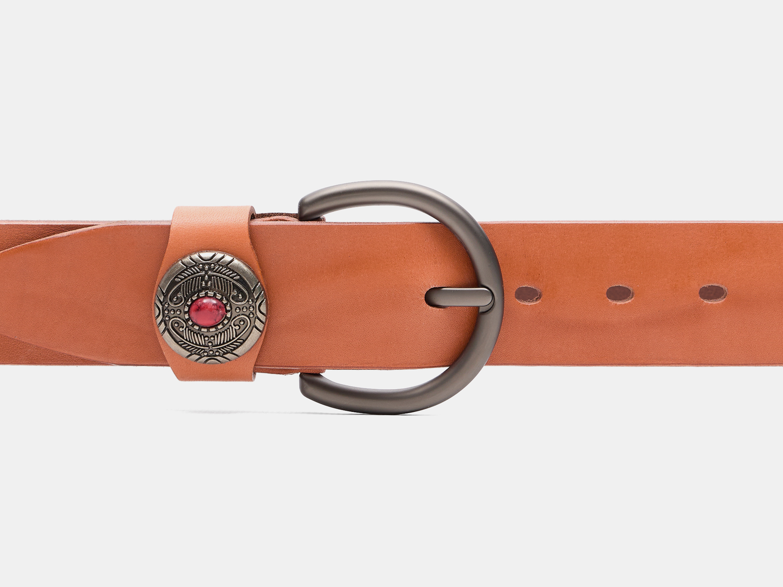 Кожаный рыжий женский джинсовый ремень B40-2376