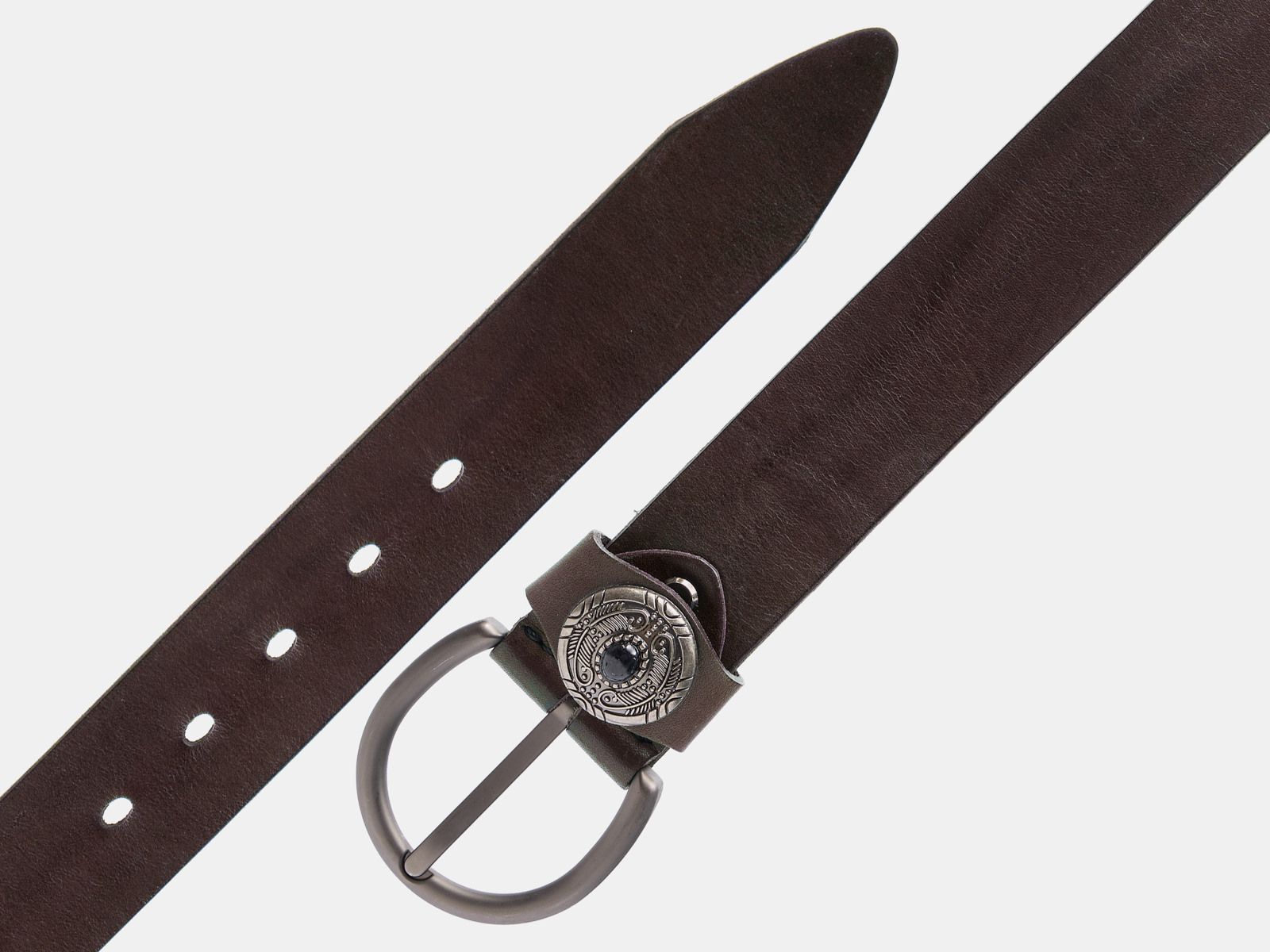 Кожаный коричневый женский джинсовый ремень B40-2378