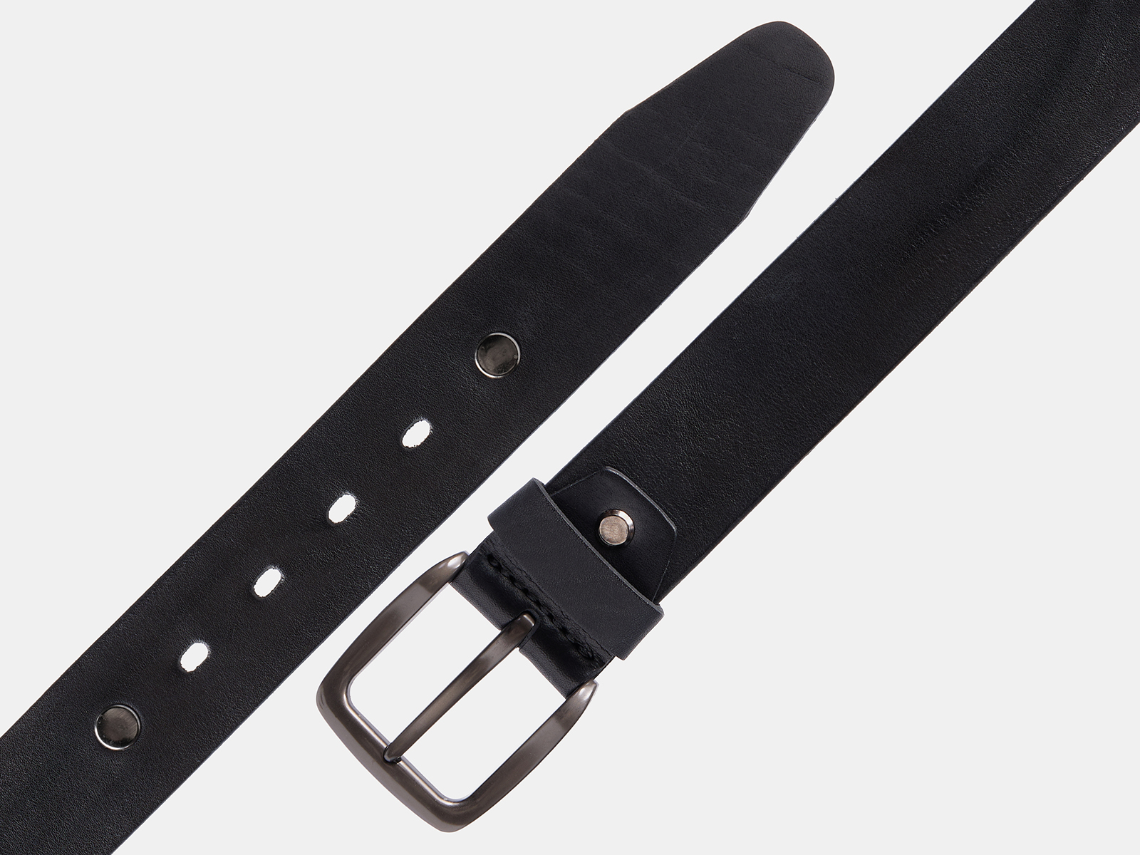 Кожаный черный мужской джинсовый ремень B40-2361