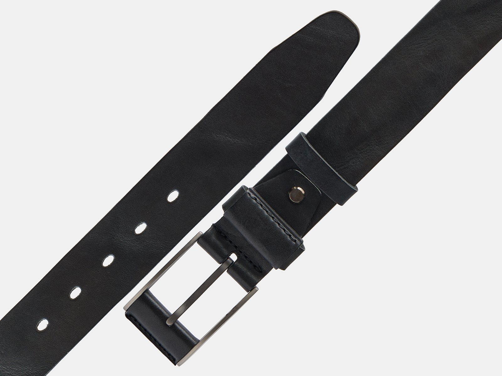Кожаный черный мужской джинсовый ремень 2Fix Black H