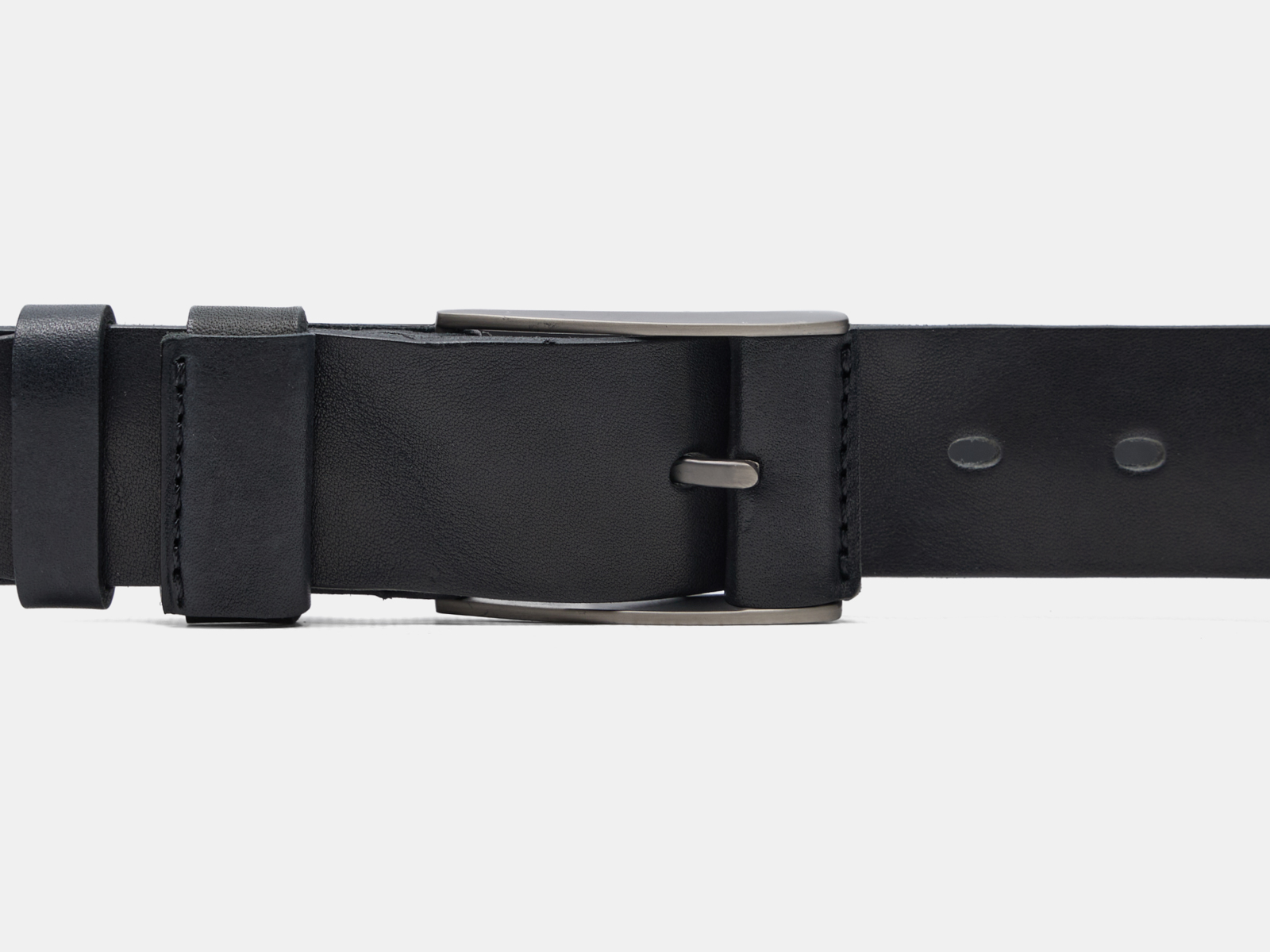 Кожаный черный мужской джинсовый ремень 2Fix Black H