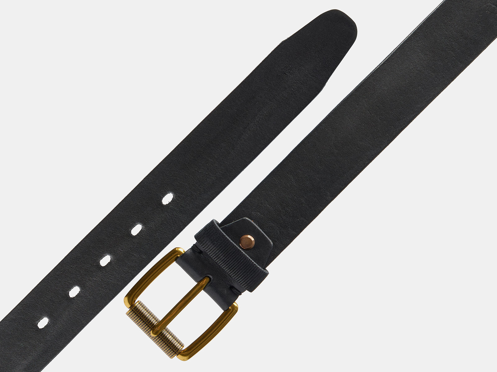 Кожаный черный мужской джинсовый ремень Relef40 Black Baraban L