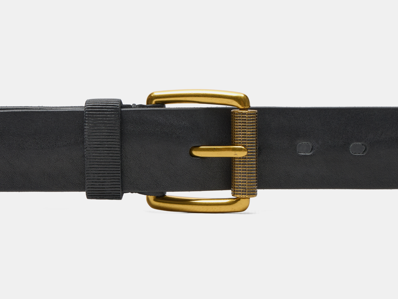 Кожаный черный мужской джинсовый ремень Relef40 Black Baraban L