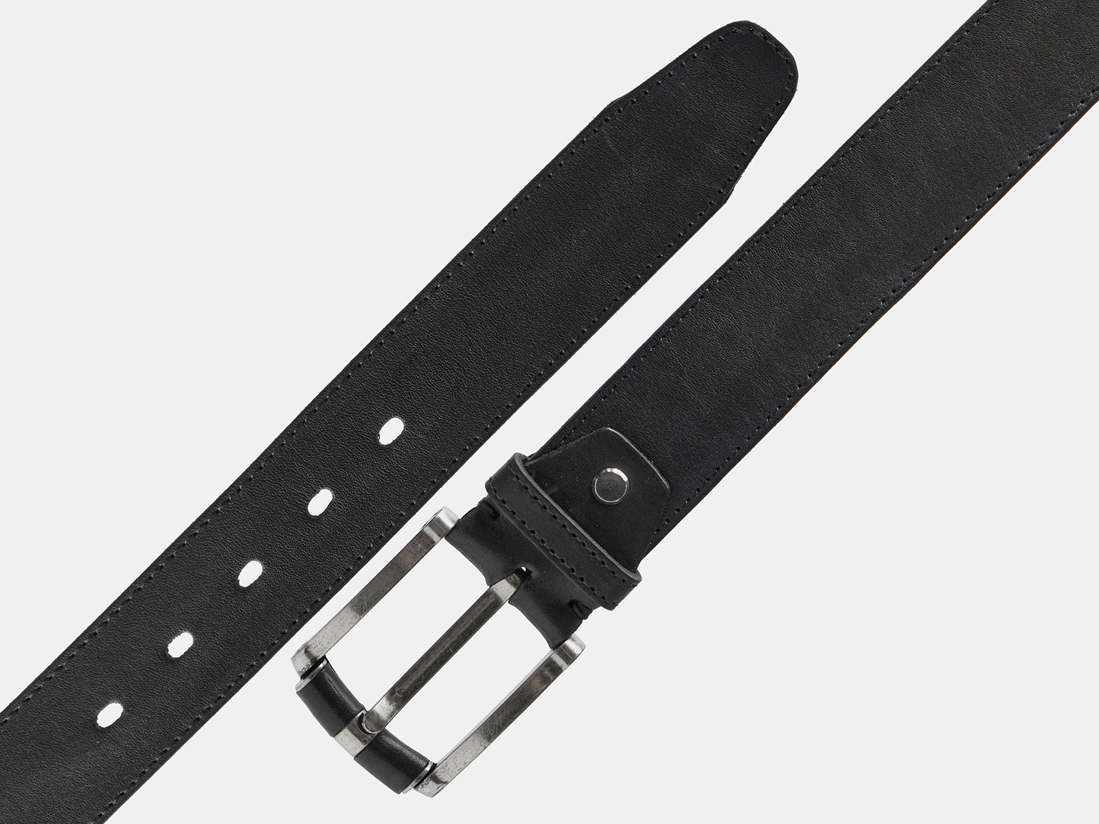 Кожаный черный мужской джинсовый ремень Gaztor40 Black S