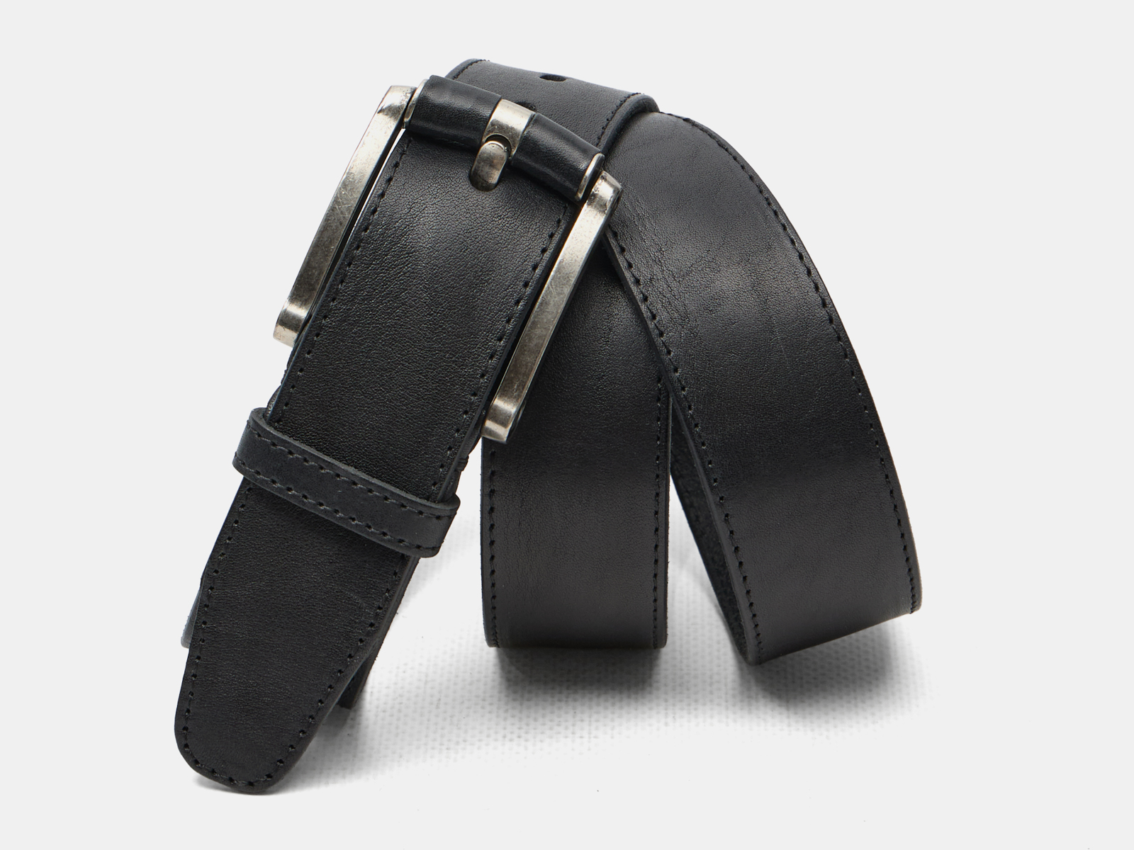 Кожаный черный мужской джинсовый ремень Gaztor40 Black S