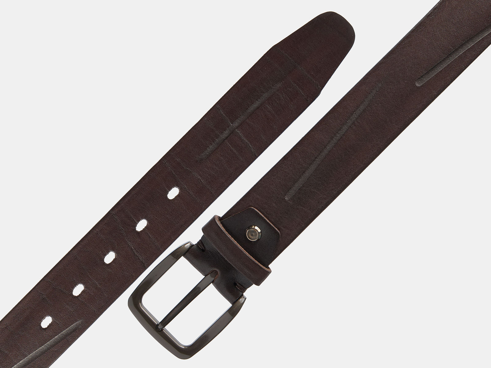 Кожаный коричневый мужской джинсовый ремень Porez40 Brown H