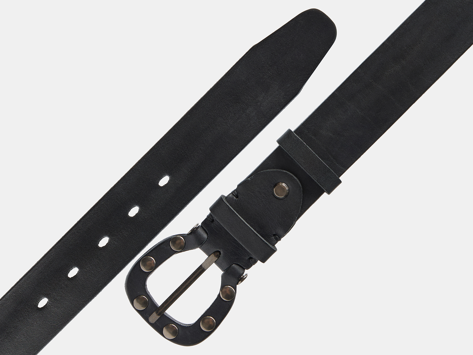 Кожаный черный мужской джинсовый ремень Knopka40 Black H