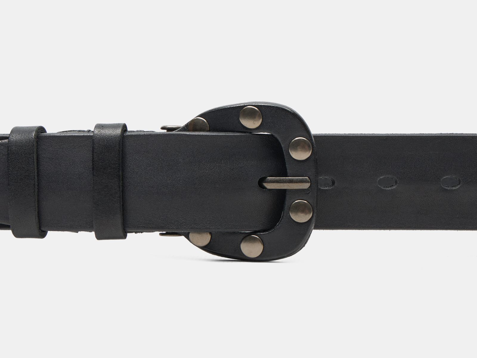 Кожаный черный мужской джинсовый ремень Knopka40 Black H