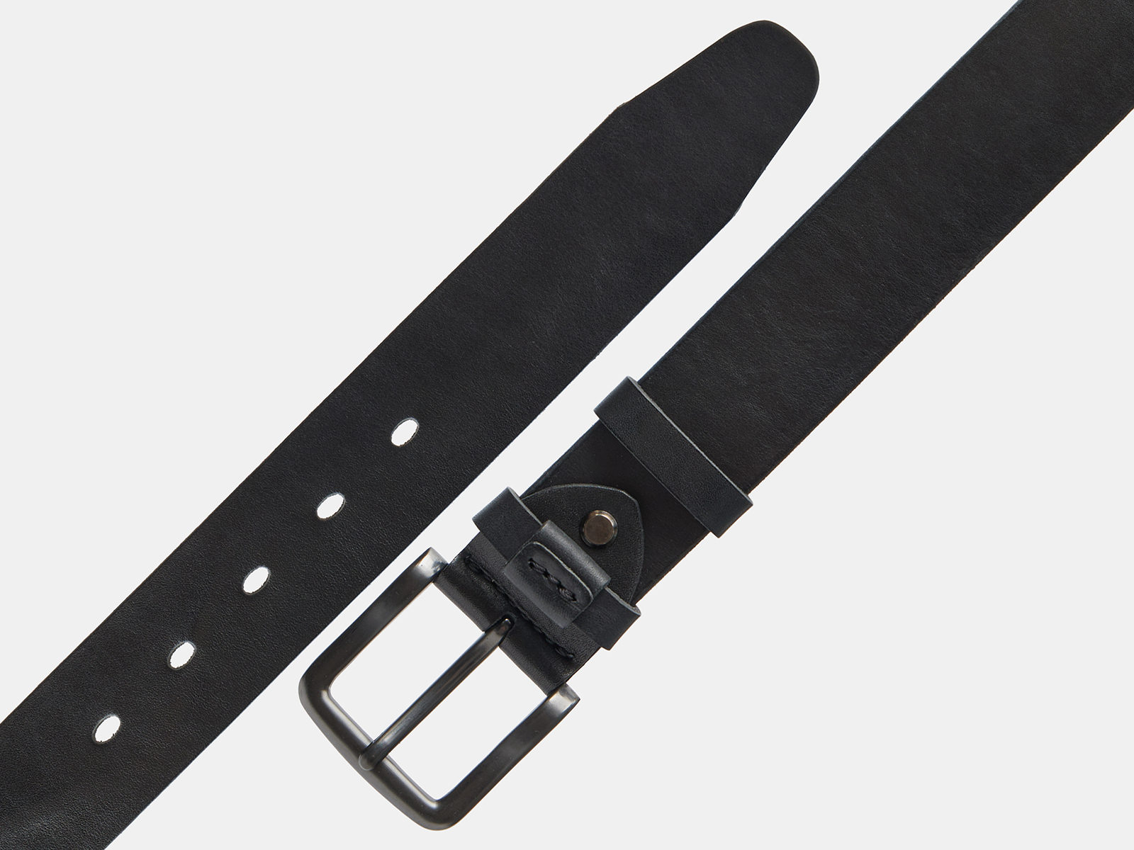 Кожаный черный мужской джинсовый ремень Mini Shlevka Black H