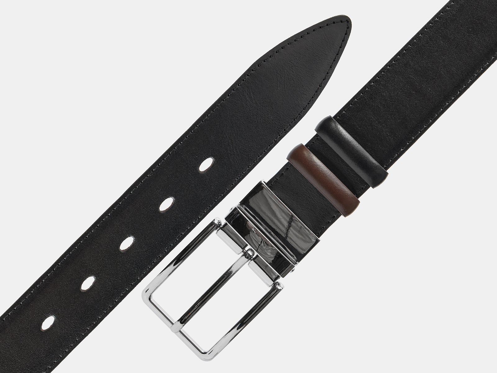 Кожаный черный мужской джинсовый ремень Perevertish Black N