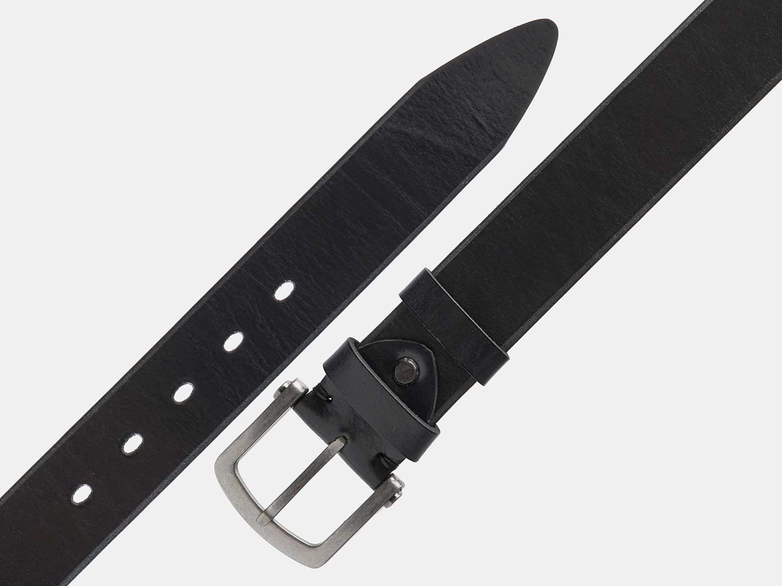 Кожаный черный мужской джинсовый ремень Scos40/BlackOldNikel