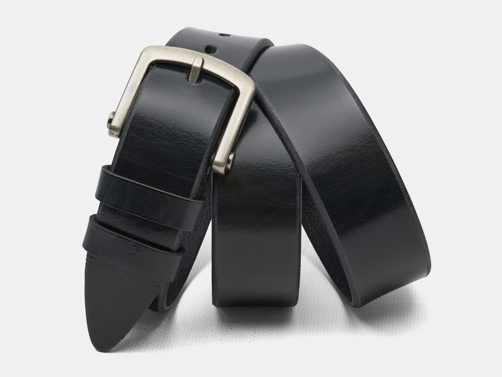 Кожаный черный мужской джинсовый ремень Scos40/BlackOldNikel