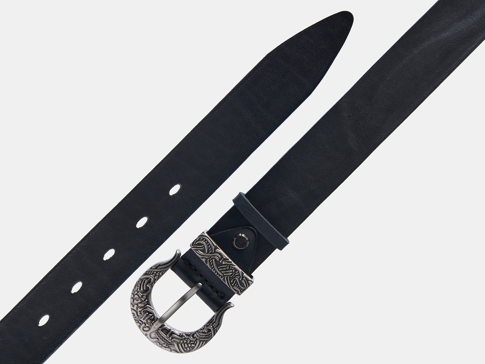 Кожаный черный женский джинсовый ремень Renes35 Black S