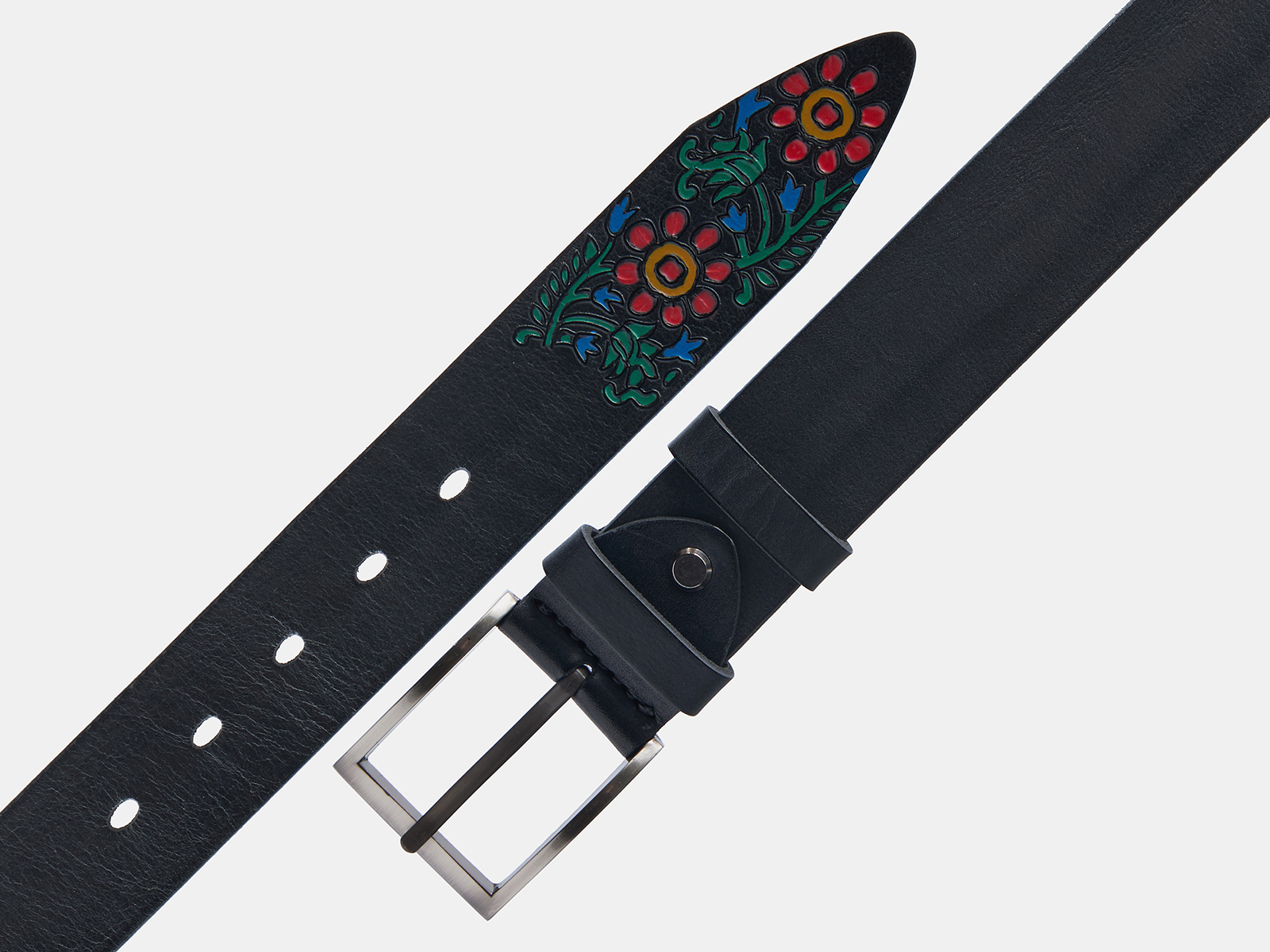 Кожаный черный женский джинсовый ремень New40 Black H