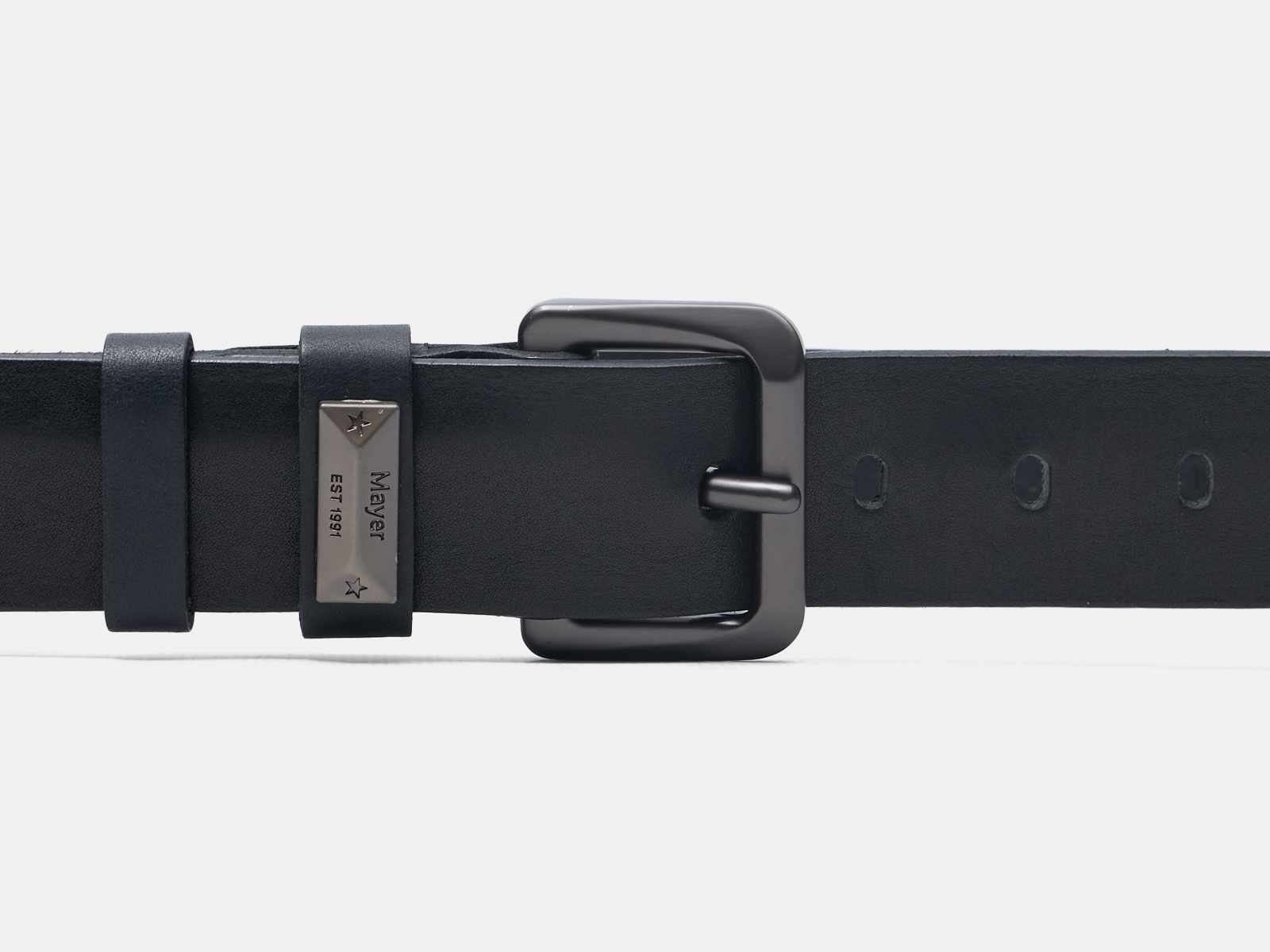 Кожаный черный мужской джинсовый ремень MStar40 Black H