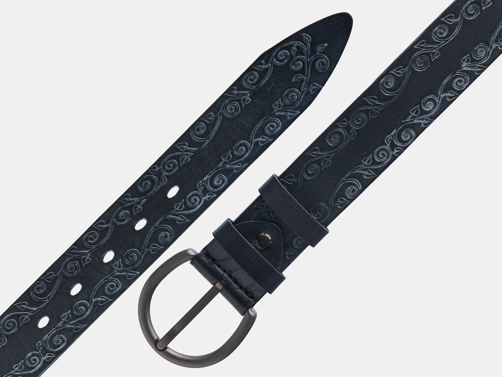 Кожаный черный женский джинсовый ремень Kovan40 BlackGray H