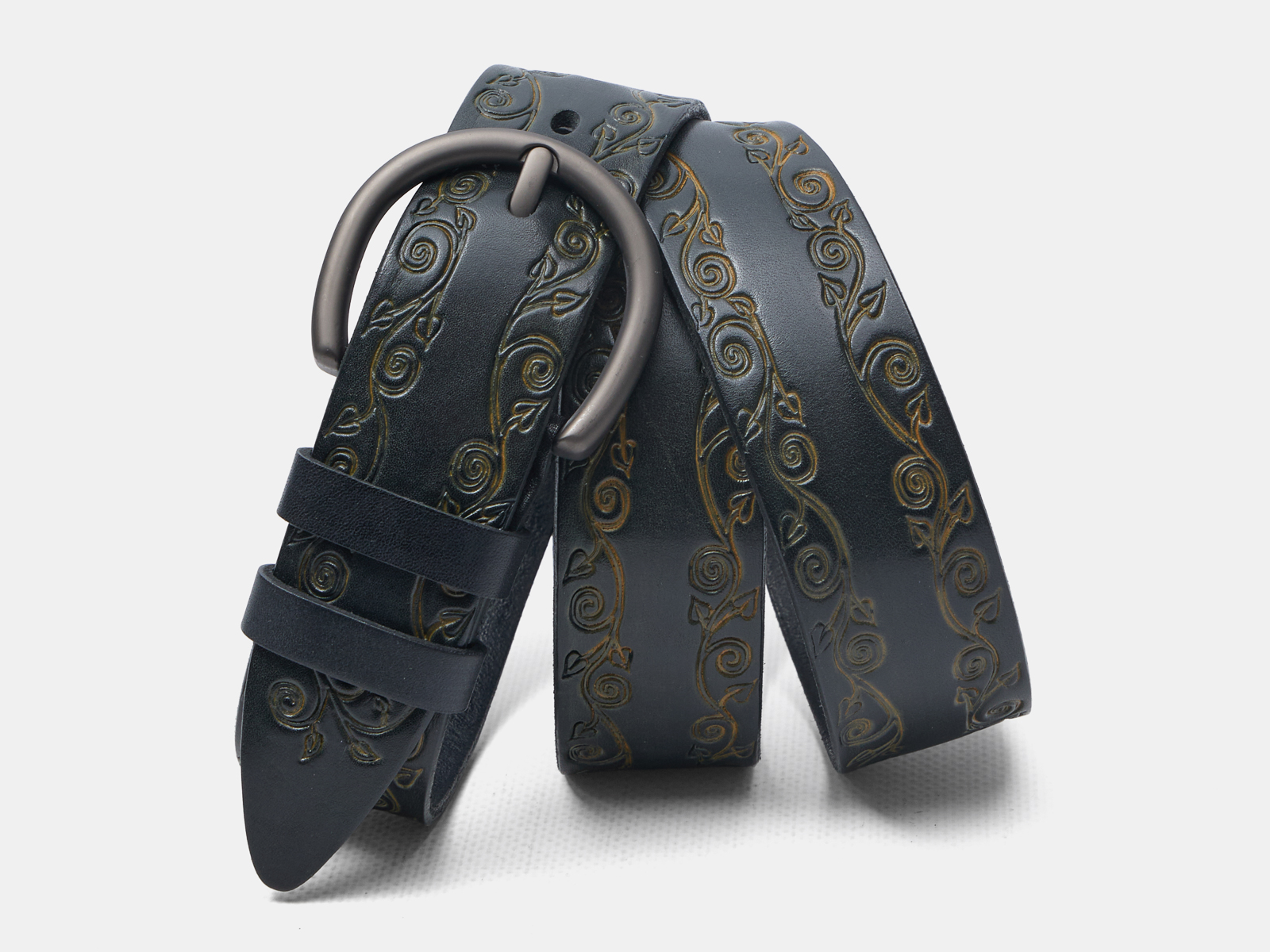 Кожаный черный женский джинсовый ремень Kovan40 BlackOhra H