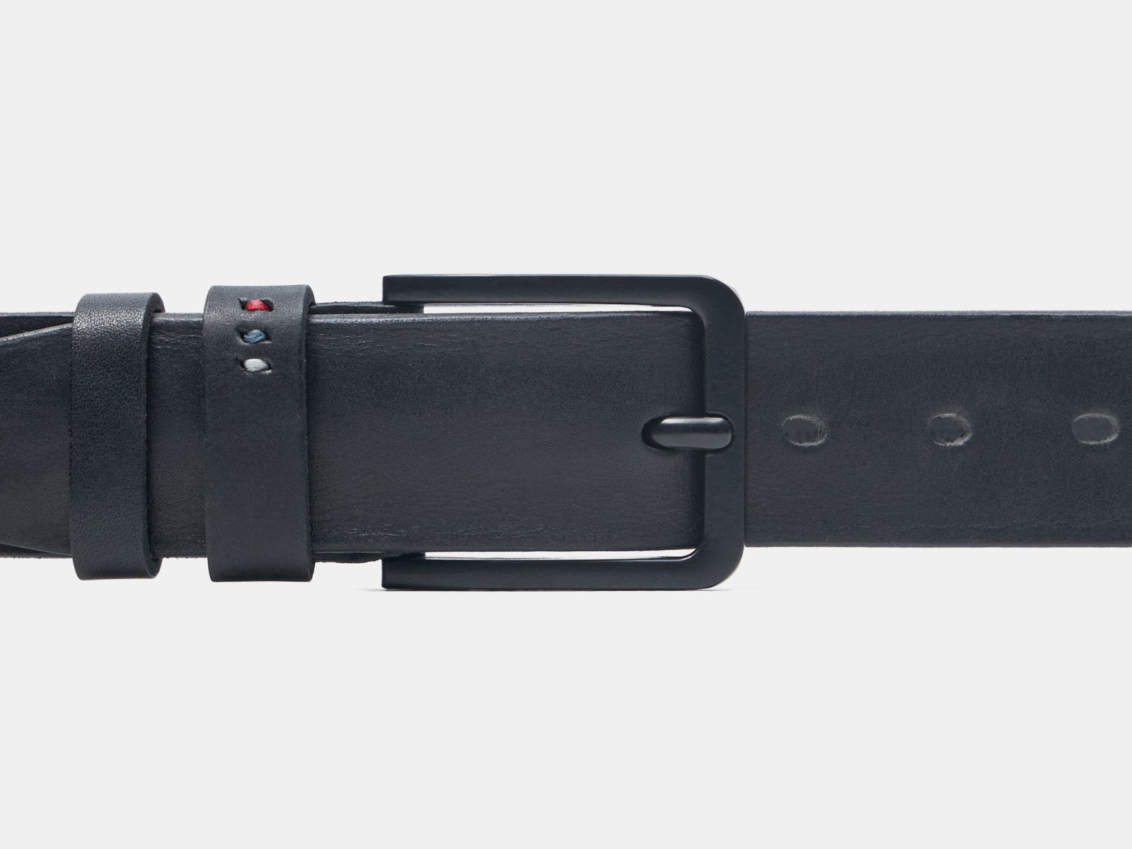 Кожаный черный мужской джинсовый ремень StrFlag40 Black B