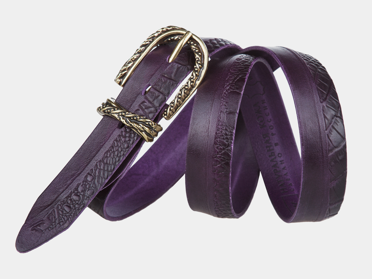Кожаный фиолетовый женский джинсовый ремень B30-10